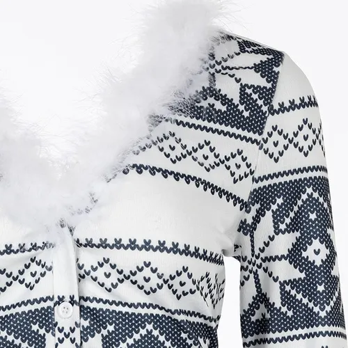Pijama Para Mujer Con Estampado De Copos De Nieve Navideños