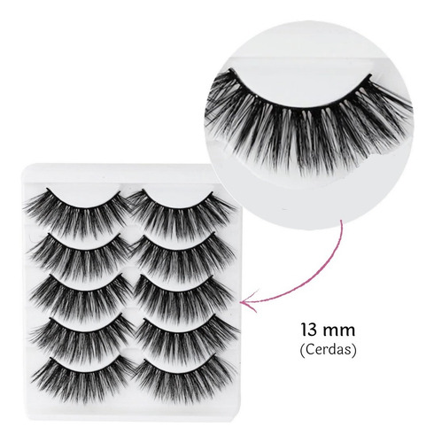 Imagem 2 de 4 de Cílios Postiços Natural Cartela 3d Mink Com 5 Pares Modelos