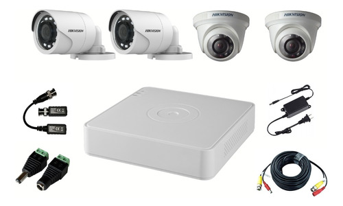 Kit 4 Cámaras Hikvision 1080 2 Ext Y 2 Int Dvr Hikvision 4ch