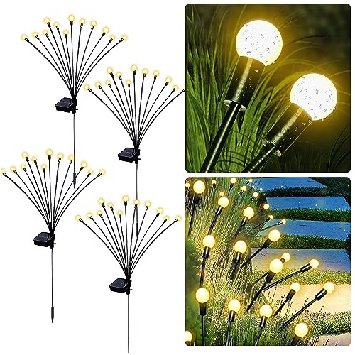 Juego De 4 Luces De Hadas Solares Brillantes Con 48 Led...