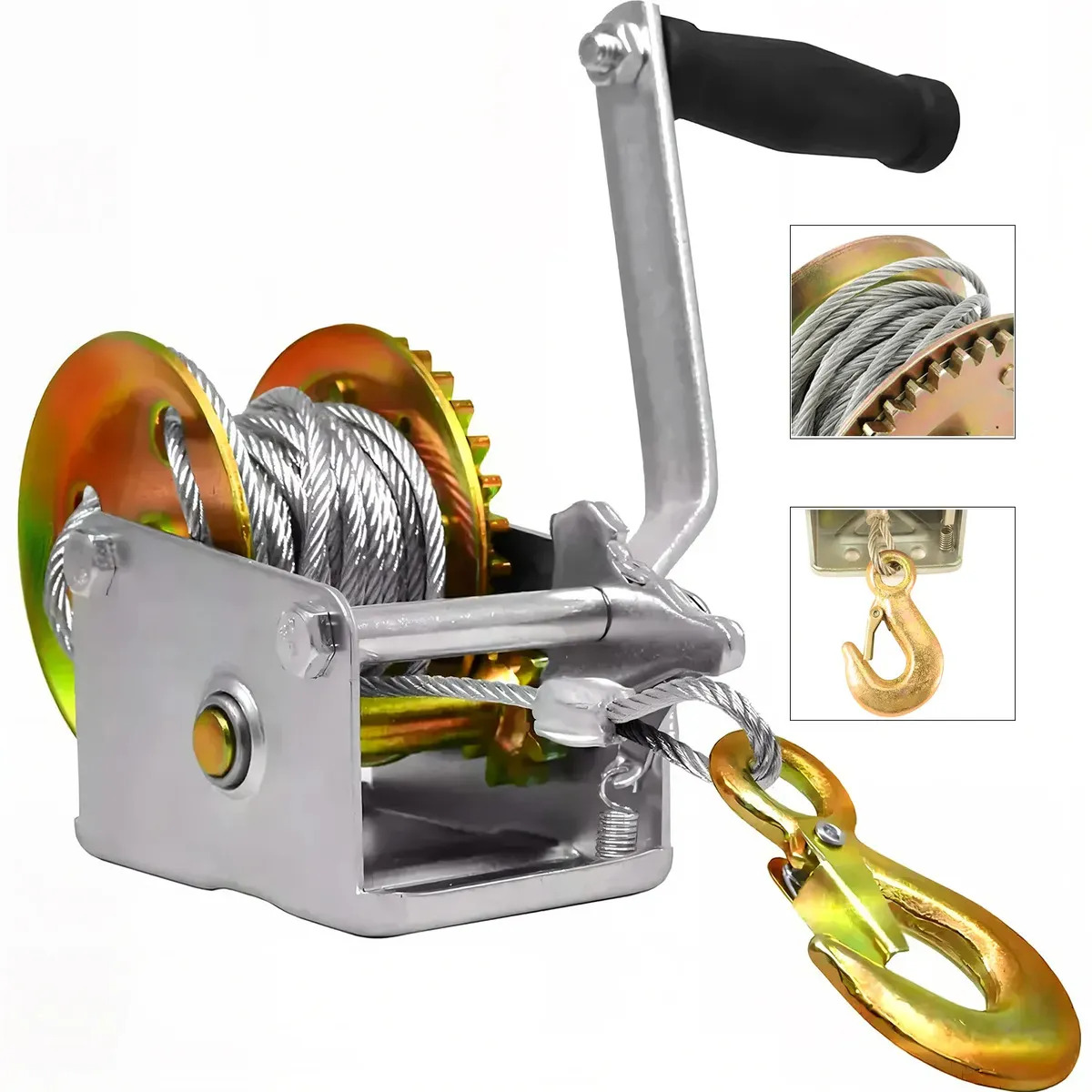 Ihogco Malacate Manual Cabrestante Manuales 360kg Dos Vías 8m Cable