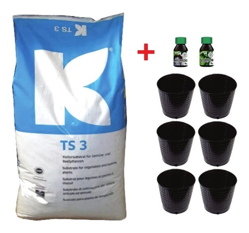 Sustrato Kit Cultivo Ts3 + 6 Macetas Sopladas + Fertis