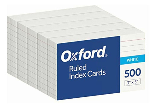 Oxford Tarjetas De Índice, Paquete De 500, 3 X 5, Con Rayas