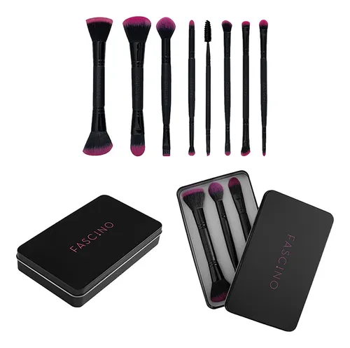 Set 8 Brochas Y Pinceles Make Up Crueltyfree+neceser Fascino