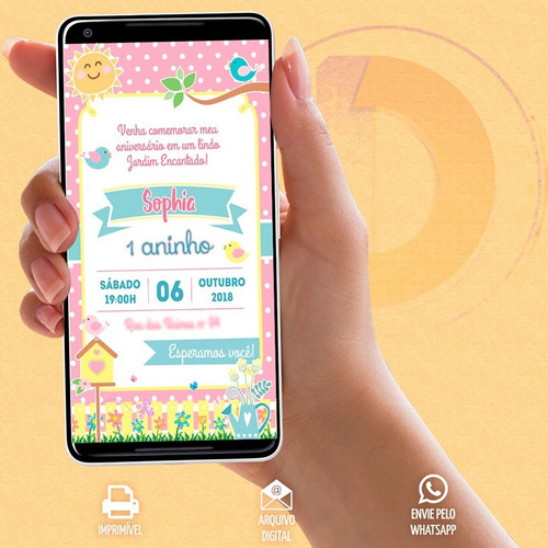 Imagem 2 de 2 de Convite Digital Whatsapp Tema Jardim Encantado