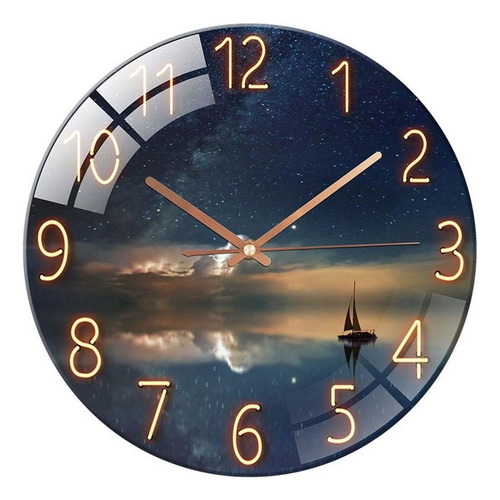 Reloj De Pared Redondo Grande, Reflexión Del Paisaje Marino.