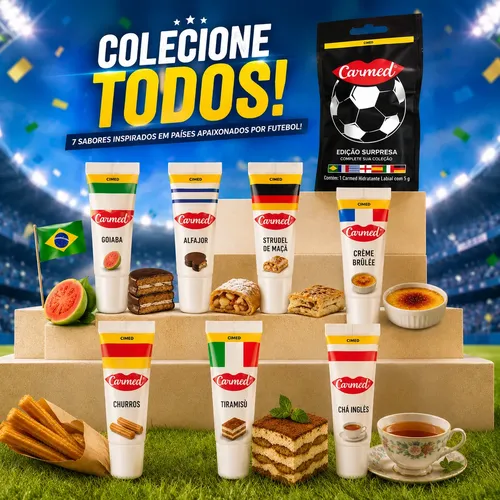 Kit 6 Carmed Seleções Copa Surpresa Hidratante Labial 5g