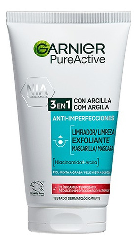 Gel Limpiador Facial 3 En 1 Garnier Pure Active - 150ml