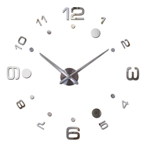 Reloj De Pegatinas De Espejo 3d Plata