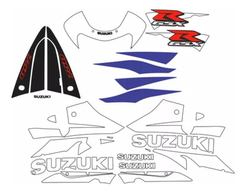 Kit Completo Adesivo Suzuki Gsxr 750 2002 Moto Azul E Branca