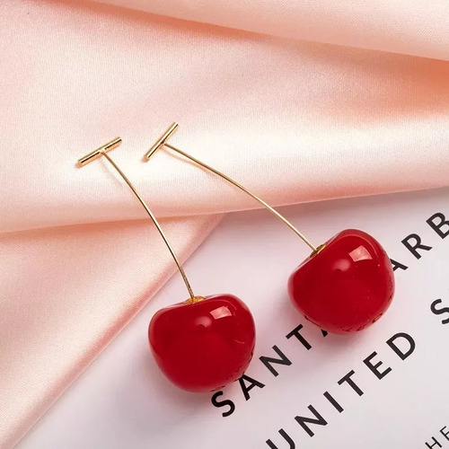 Ee 2 Pares Aretes Colgantes Cereza Kawaii Para Mujer Largos