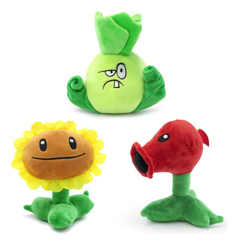 Novo 3 Peças De Pelúcia Plants Vs Zombies Pvz, Ótimo