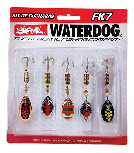 Cucharas Waterdog Pesca Giratorias Kit X 5 U Aero Spinner