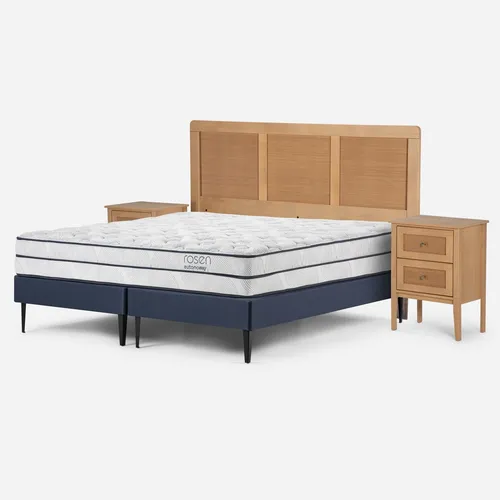Cama Europea Rosen Autonomy Sky 2 Plazas + Muebles Charles