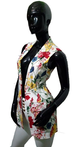 Imagen 3 de 6 de Chaleco Blazer Casual Formal Dama Juvenil Saco Estampado