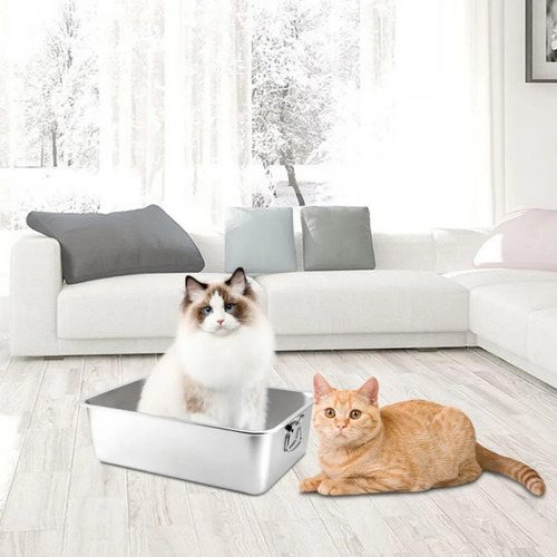Caja De Arena Para Gatos, Inodoro Para Gatitos, De Acero, Nu