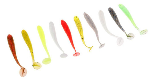 10 Unids T Cola Suave Cebos Pesca Grub Señuelo Artificial