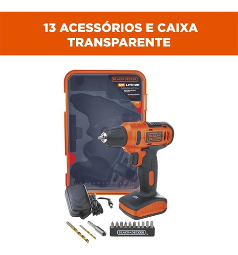 Parafusadeira/furadeira 3/8'' 12v + 13 Acess. Black+decker
