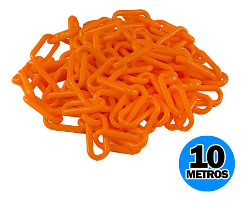 Cadena Seguridad Plástica Flúor Color Naranja X 10 Metros