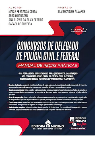 Concursos De Delegado De Polícia Civil E Federal, De Maria Fernanda Costa. Editorial Jh Mizuno, Capa Mole Em Português