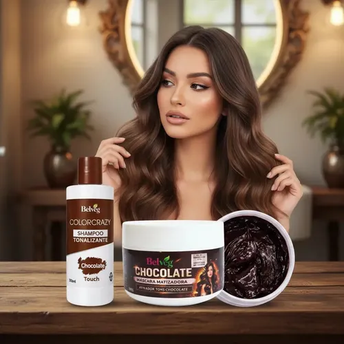 Kit Máscara E Shampoo Tonalizante Chocolate Belveg - | MercadoLivre