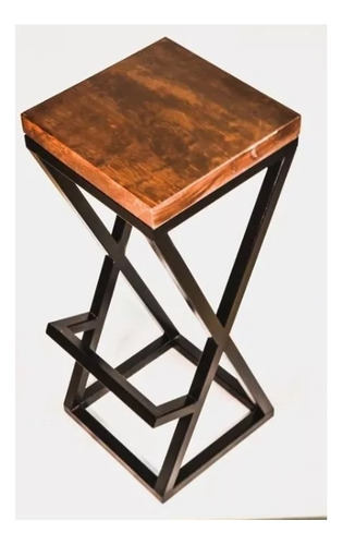 Banco Taburete De Acero Y Madera Para Barra Cafe Bar 70cm Negro Roble