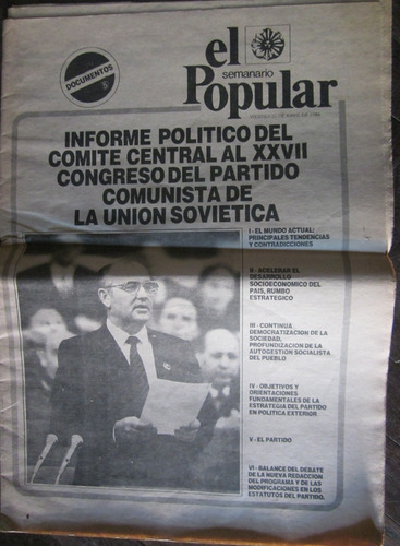 Antiguo Semanario El Popular 1986