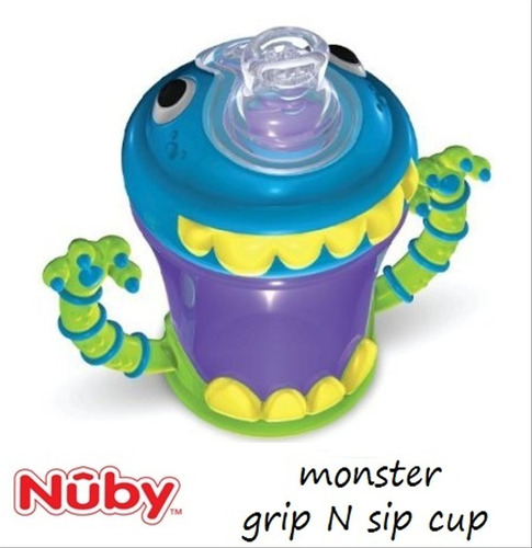 Vaso Con Manijas Para Bebe Nuby Antiderrame Monster Con Pico