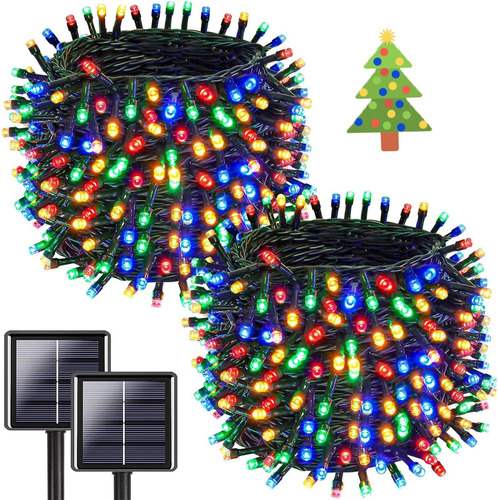 Luces De Navidad Solares Actualizadas 2 Paquete Cada Una Cue