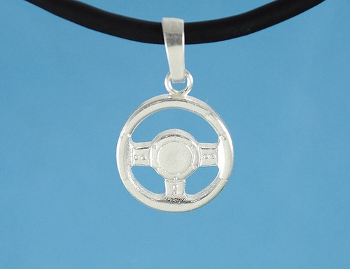 Imagen 2 de 4 de Dije Volante De Auto Plata Ley .925 Incluye Collar Caucho