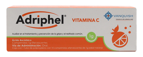 Adriphel Vitamina C 10 Comps. Efervs. Sabor Naranja 1 G. Sabor Sin sabor