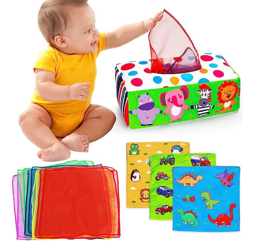 Caja Pañuelos Para Bebe Juguetes Montessori Para Bebes 6 A 1