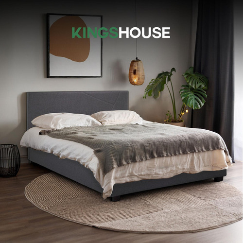 Base De Cama Abatible y Colchón Kingshouse BEDPLEGA-DUOSG20 Memory Foam 135x190x20 cm Con Resortes Pocket Matrimonial Box De Madera Cabecera Color Gris