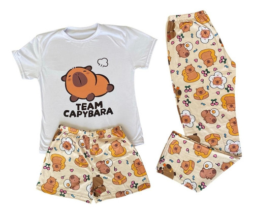 Pijama De Capybara Niña Infantil De 3 Piezas