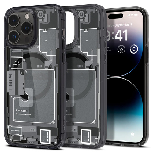 Estuche Forro Funda | Apple iPhone 14 Pro Max | Spigen Ultra Hybrid | Color Zero One Negro | Diseño Destapado | Compatible Magsafe Protección De Grado Militar |