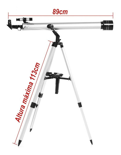 Telescópio Astronômico Refrator Luneta Alumínio 675x 900mm