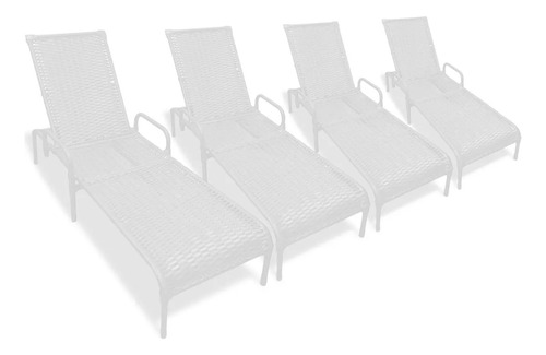 Kit 4 Cadeiras Catar Com Regulagem P/ Piscina, Área Externa Cor Branco