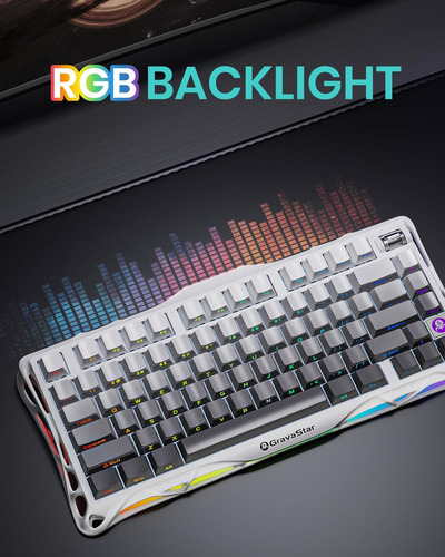 Gravastar Teclado Mecánico Inalámbrico, Retroiluminación Rgb