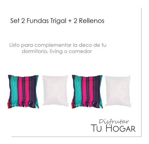 Imagen 3 de 8 de 2 Fundas Almohadon Trigal Rústica Con Cierre + Relleno