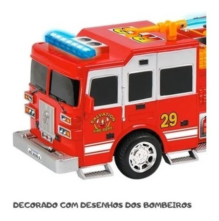 Imagem 4 de 5 de Carro Bombeiro Bate E Volta Resgate Som Luzes 30 Cm Dm Toys