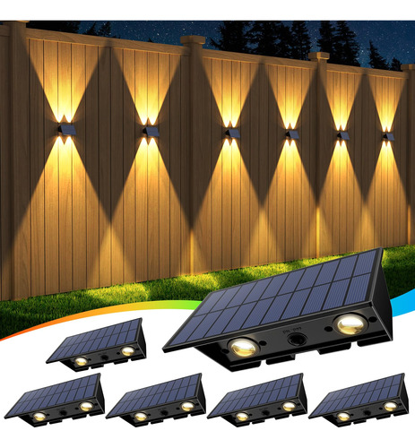 Paquete De 6 Luces Solares Led Para Valla Y Exteriores