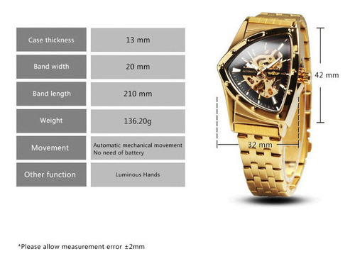 Reloj Winner S1225 De Acero Inoxidable Con Forma De Triángul