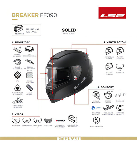 Casco Moto Integral Ls2 390 Breaker Negro Mate Doble Visor Color Negro Mate Tamaño Del Casco M