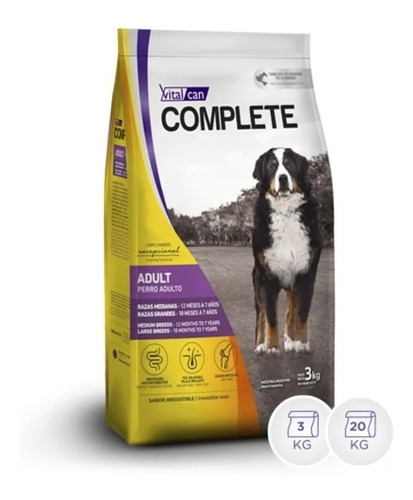 Alimento Para Perros 20kgs Vitalcan Complete Adulto Med/gde 