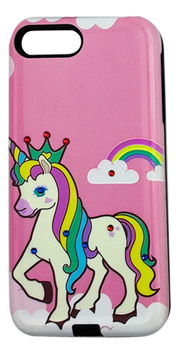 Funda Pasta Diseño Iphone 7 Plus Carcasa Case Con Mica Unicornios Arcoiris