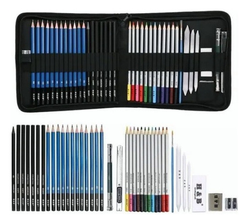 Kit De Arte A Lápiz For Dibujo Y Bocetos Profesional De 41p