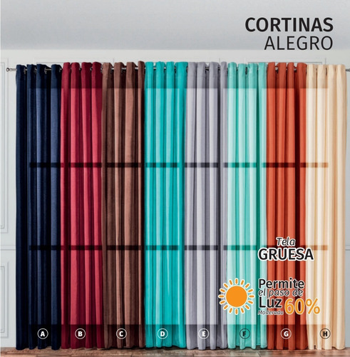 Cortinas Semi Traslúcidas Con Aro (280x225cm) Alegro Intima