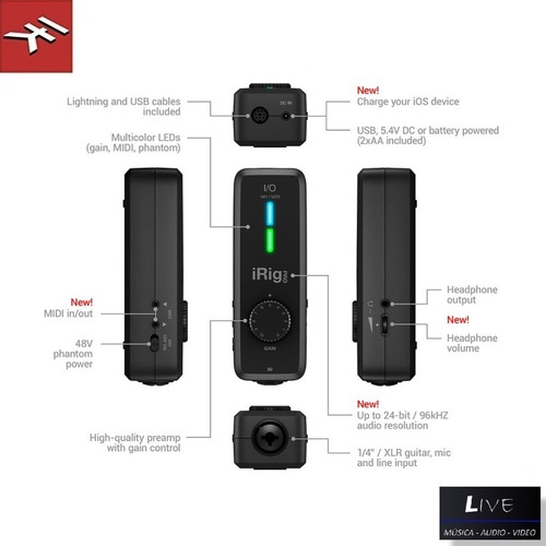 Interfaz De Audio Para Transmisión Ik Irig Pro I/o