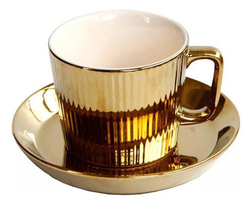 Set De Taza Y Platillo De Té Y Café De Lujo Dorado