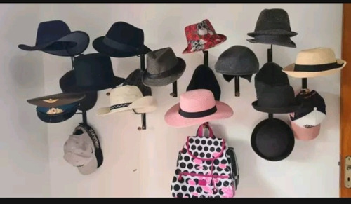 Conjunto 12 Porta Chapeu De Parede Com Cabide Em Aço Maciço